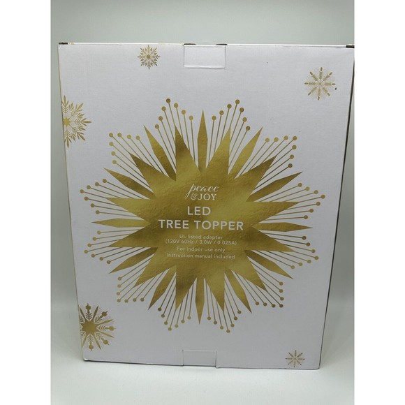 NEW Christmas Tree Star Topper LED Rainbow Lights Gold Glitter Peace & Joy 10" - Picture 5 of 9